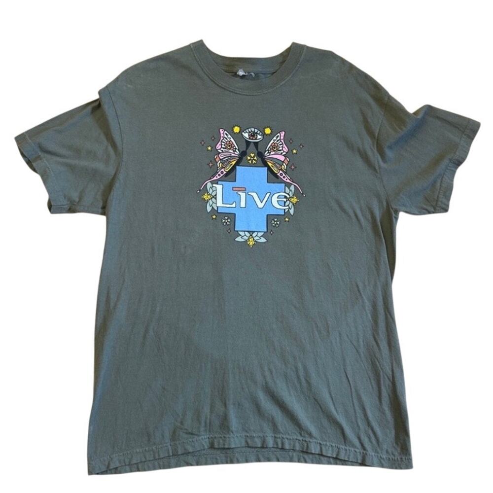 Live Lightning Crashes band green t-shirt Size Large
